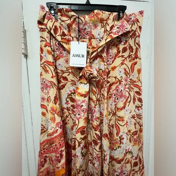 $498 NEW AMUR Nova Paisley Silk Wrap Maxi Skirt Size 4 - Image 6