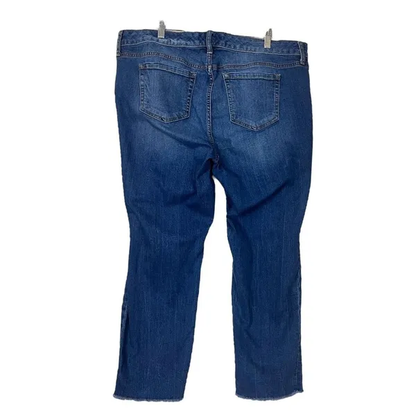 Torrid Jeans Straight Leg Distressed Mid Rise Medium Blue Wash Women’s Size 18 - Image 2
