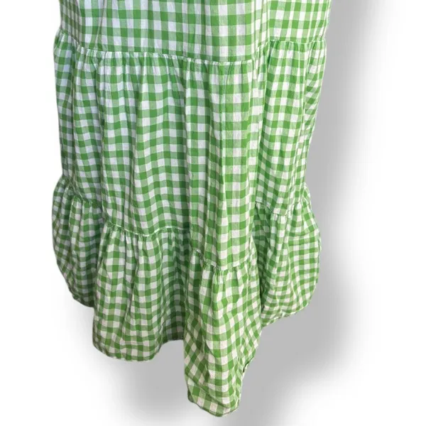 Draper James RSVP Green Gingham Plaid Cotton Midi Dress Ruffle Sleeves Medium‎ - Image 7