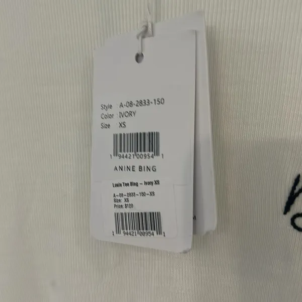 NWT NEW Anine Bing White Cursive T Shirt Ivory XS Oversized - Image 5