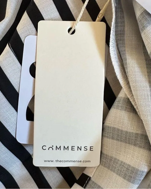 Commense Black Sleeveless White Pinstripe Long Dress - Image 12