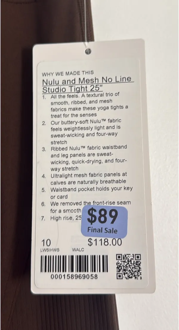Lululemon Size 10 Nulu and Mesh No Line Studio Leggings - Image 8