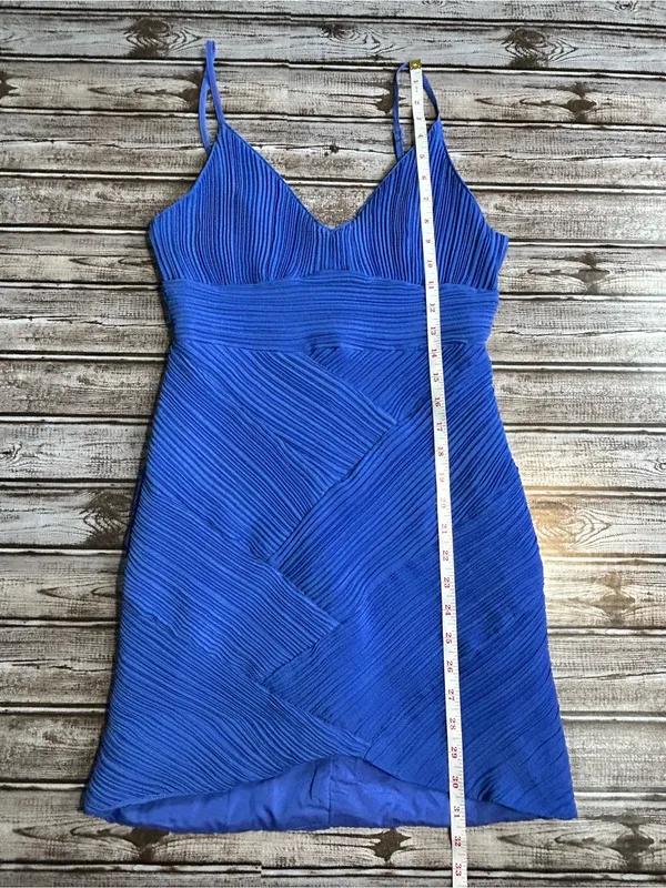 Do + Be Blue V-Neck Pleated Mini Dress - Classic Spaghetti Strap Size Small - Image 6
