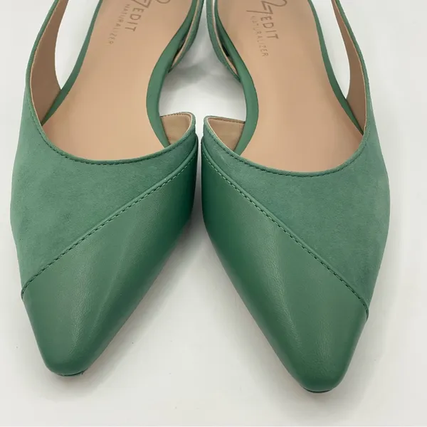 Naturalizer Makenna green leather suede pointed toe slingback flats women Size 5 - Image 4
