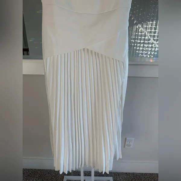 Commense White Dress with Pleated Front - Image 7