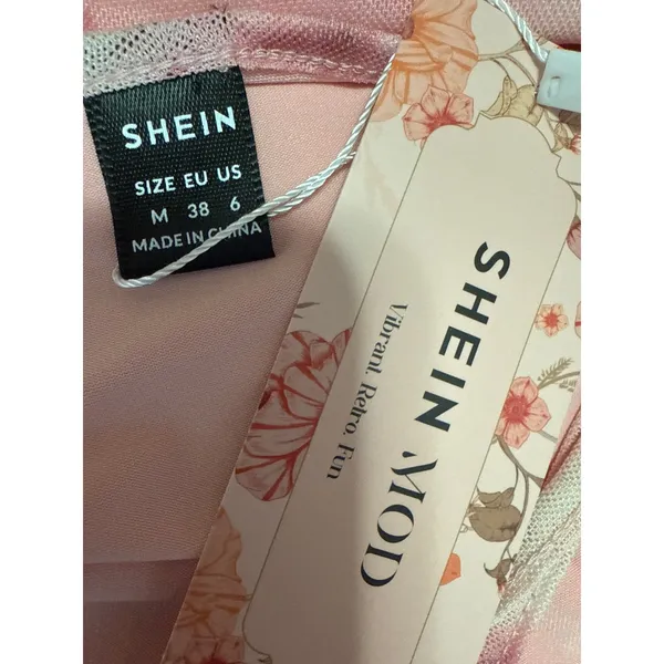 NEW Shein Pink Floral Ruched Sleeveless Cami Camisole Tank Midi Bodycon Dress M - Image 5