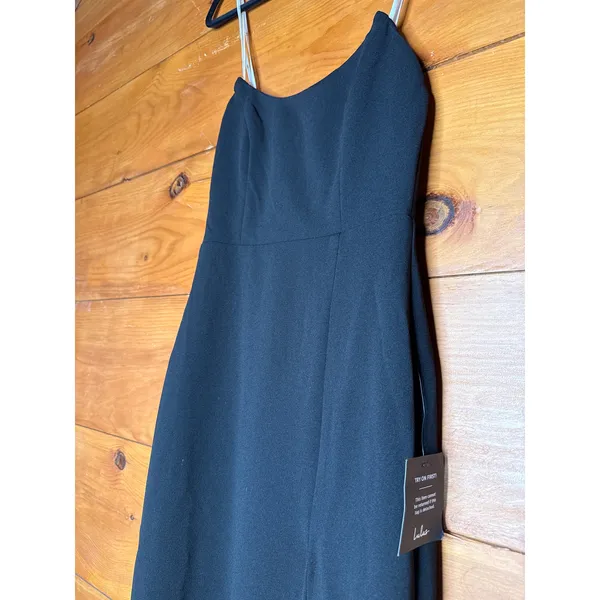 Lulus Sensational Beauty Black Strapless Maxi Dress Bridesmaid Holiday Medium - Image 5
