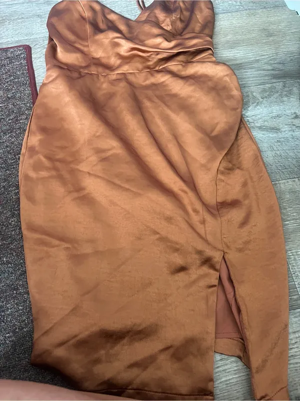 Lulus Rust Satin Slip Dress - Image 4