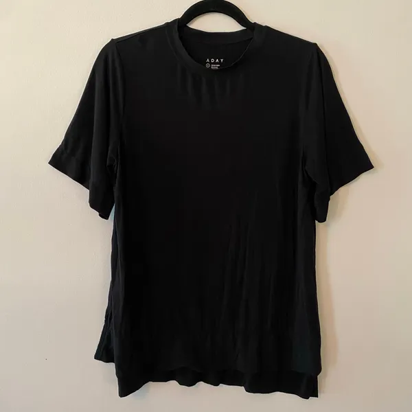 Aday Black Essentialist Short Sleeve T-Shirt Stretchy Oversized Women size Small - Image 2