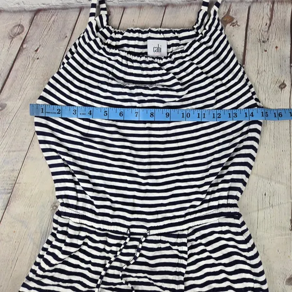 Cabi 5105 Navy White Boat Striped Sleeveless Maxi Dress XS Faux Wrap Nautical - Image 8