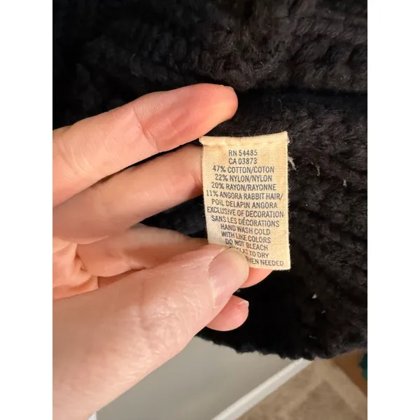 American Eagle Hooded Chunky Knit Cardigan‎ Sweater Black SP Petite 90's - Image 6