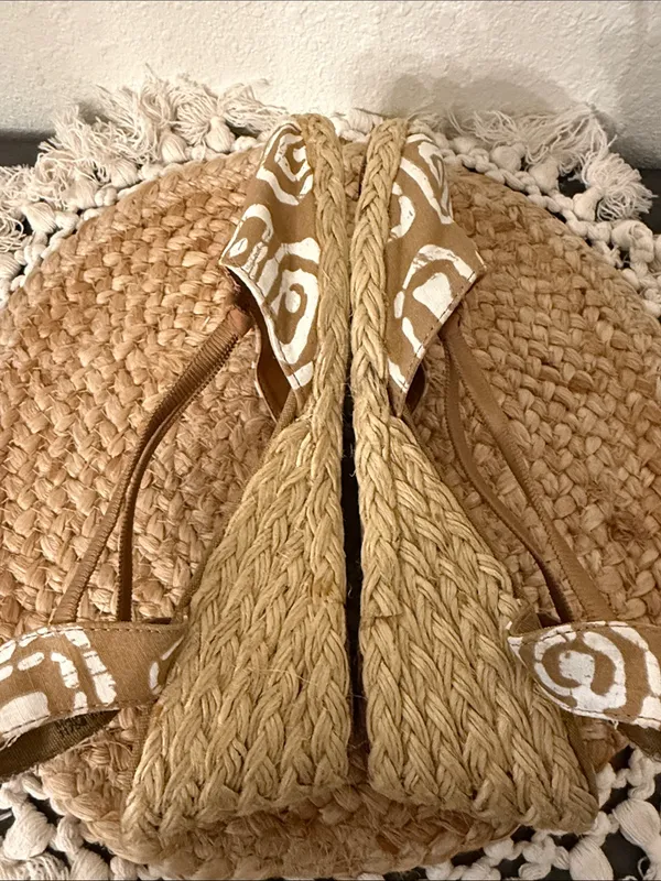 Lauren‎ Ralph Lauren Tan White Batik Print Espadrille Wedge Sandals Size 6.5 - Image 8