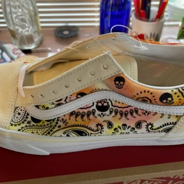 Vans Old Skool Bandana Flame Beige Orange size 8.5 - Image 11