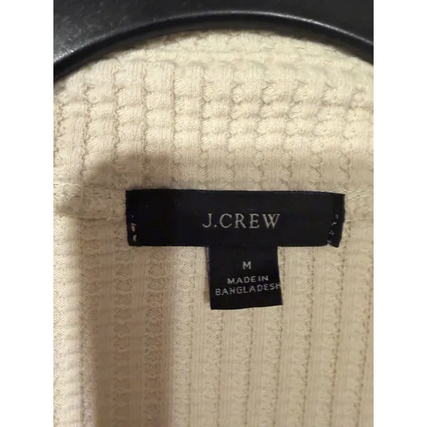 J.Crew Waffle Knit Shacket Women Medium Cream Ivory Button Front‎ Shirt Jacket M - Image 4