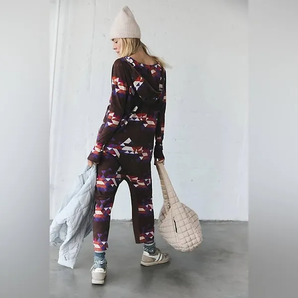 NWOT Free People Movement Hot Shot Long Sleeve Printed Onesie - Delta Geo Combo - Image 3