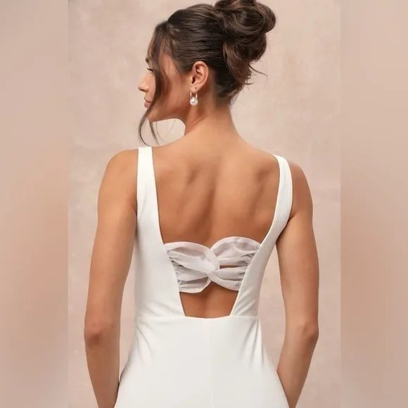 NEW LULUS Regal Classic White Sleeveless Twist-Back Maxi Dress SZ SMALL - Image 5