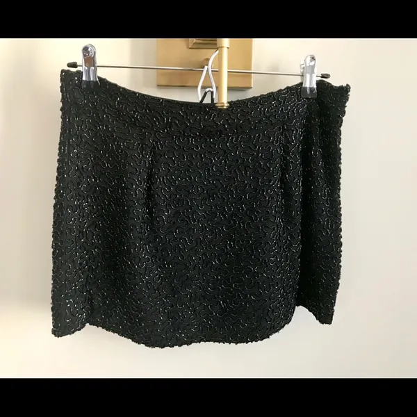 Karina Grimaldi Black Silk Sequin Skirt Sz S $218 - Image 5