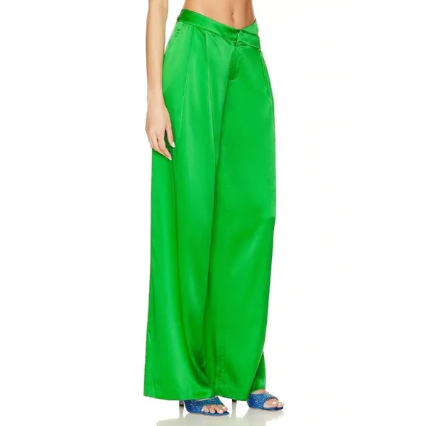SEROYA Zarri Silk Wide Leg Pant Kelly Green Womens Size Small - Image 3