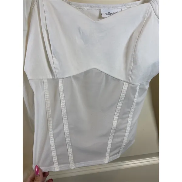 Willow & Root Medium White Sweetheart Corset Top Mesh Bodice Bridgerton Romantic - Image 4