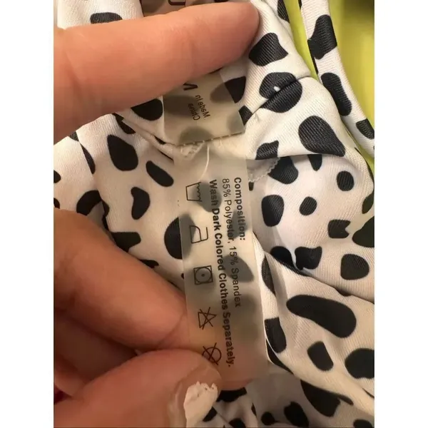 Zaful Black White Dalmatian Print Tie Strap Bikini Top Size M Spotted Swim Top - Image 4