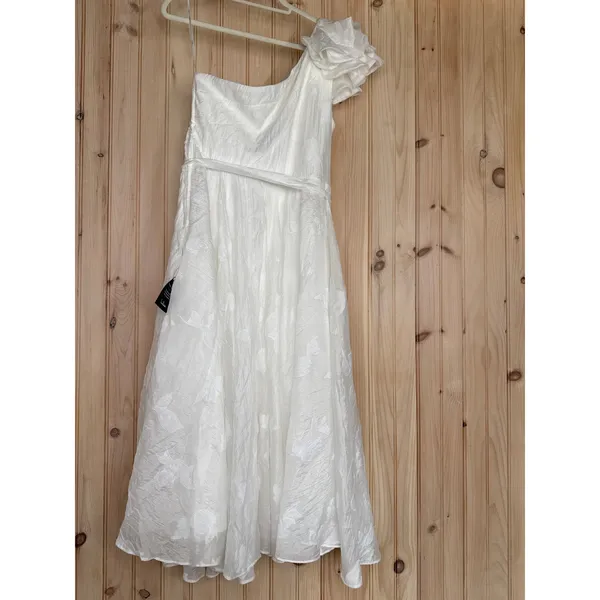 Lulus Sweet Definition White Burnout Ruffled One-Shoulder Midi Dress Party Sz XL - Image 8