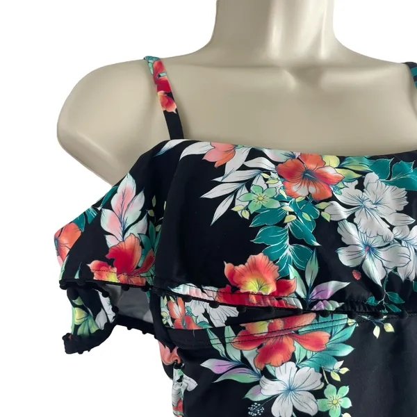 Tommy Bahama Floral Springs Flounce Tankini Top Swim Size XS - Image 7