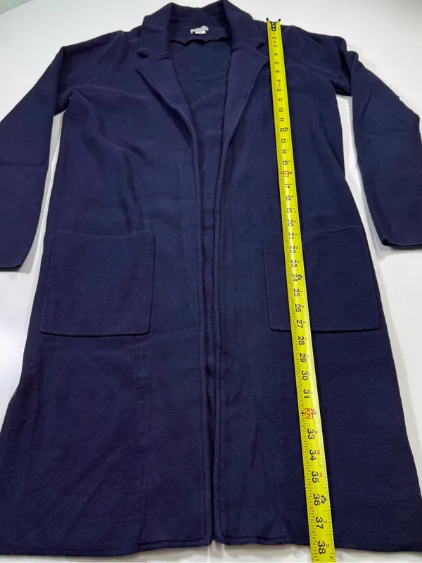 J. Crew 100% Cotton Navy Open-Front Long Cardigan Coatigan - Image 3