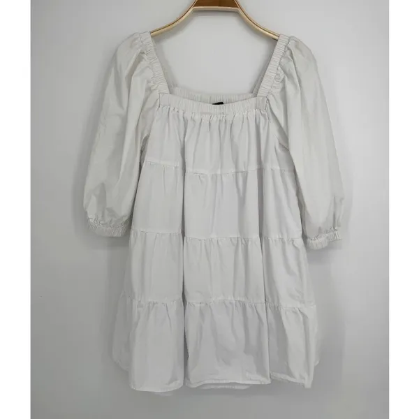 Tuckernuck Pomander Place Halile Dress XS White Tiered Mini Coastal Preppy - Image 2