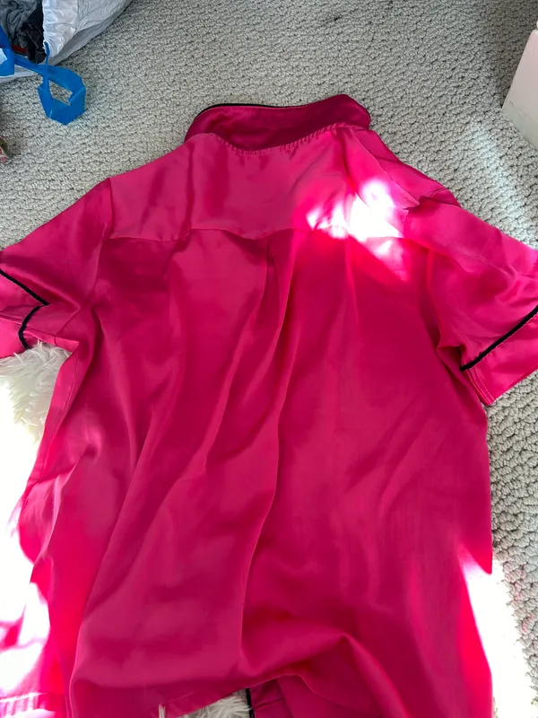 Stars Above Pink and Black Pajama Lounge Silky Set - Image 2