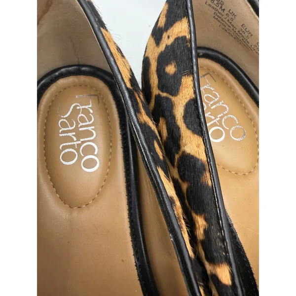 Franco Sarto Hudley Leopard Calf Hair Penny Loafers Womens 8.5M Brown Flats - Image 3