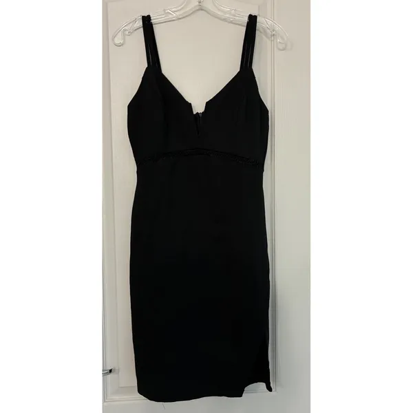 DO+BE Womens Black V-Neck Bodycon Mini Dress GY0272‎ Size M LBD Cocktail Party - Image 6