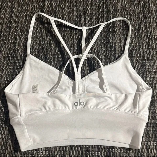 Alo Yoga Lavish Sports Bra Mesh White Size XS - Image 2