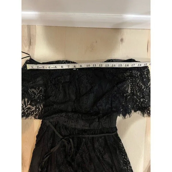 HYFVE NEW Women Black Large Off the Shoulder Lace Dress Whimsigoth Coquette Chic - Image 8