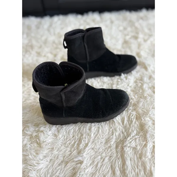 UGG Australia Black Suede Leather Ankle Boots Women's Comfy Winter Shoes‎ 7 - Image 5
