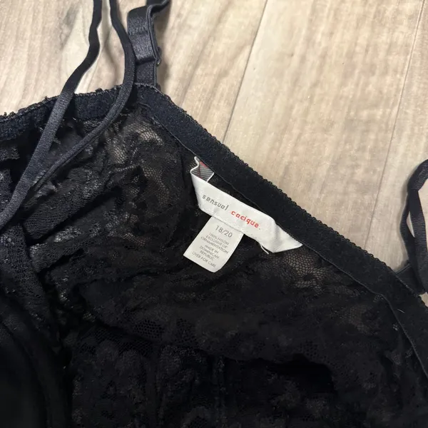 Cacique sensual black lace lingerie babydoll slip dress - Image 5