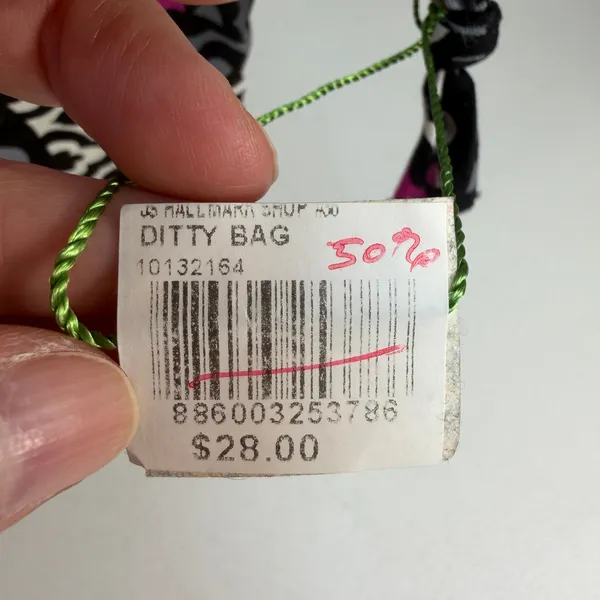 Vera Bradley OS Ditty Bag Plum Crazy Drawstring‎ Travel Pouch Purple Black White - Image 6