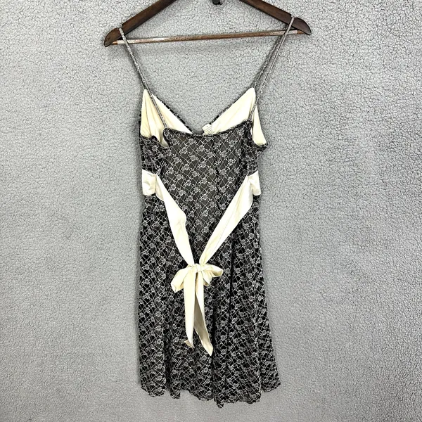 Taboo Mini Dress Womens Large Black Floral Lace Satin‎ Sash V-Neck Y2K Cocktail - Image 2
