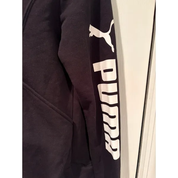 PUMA Zip Up Jacket Womens L Black Track Jacket Logo Sleeve 594434-01 - Image 2