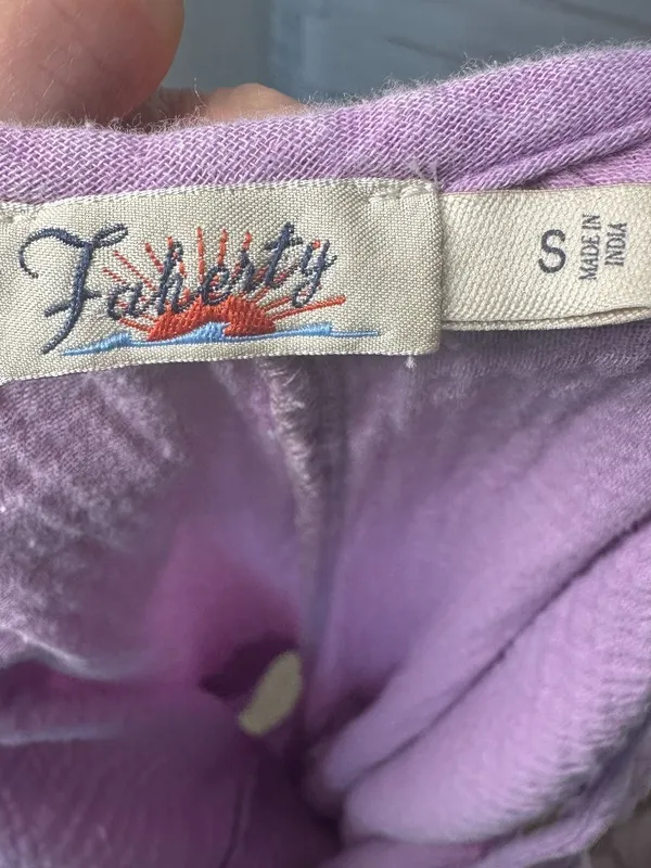 Faherty Dream Cotton Gauze Jamesport Romper In Nirvana Size Small Purple - Image 6