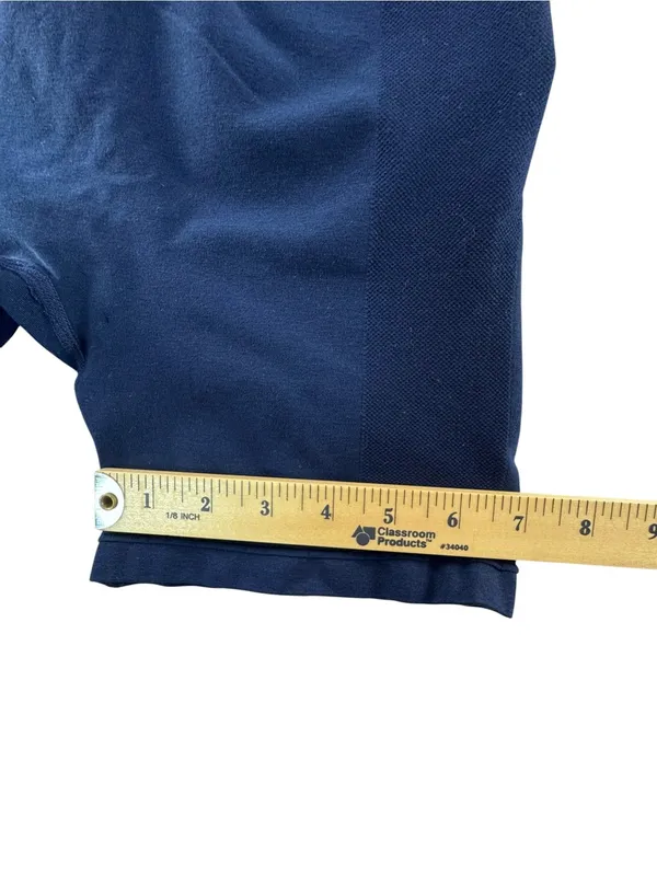 High-Rise navy blue Bike Shorts with Wide Waistband - Image 4