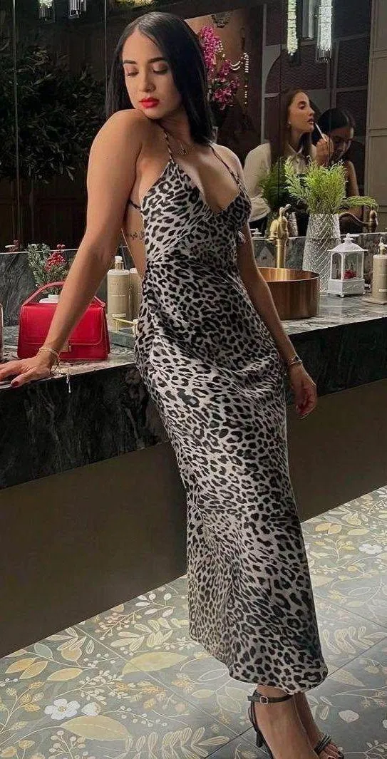 Zara maxi dress cheetah leopard animal print slip satin evening party cocktail - Image 2