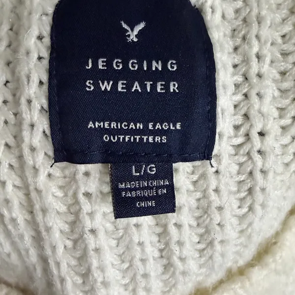American Eagle Jegging Sweater Ivory Sparkle Knit Scoop Neck Large. - Image 6
