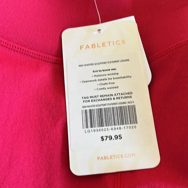 NWT FABLETICS Mid-Rise SculptKnit Leopard 7/8 Leggings Red XS - Image 4