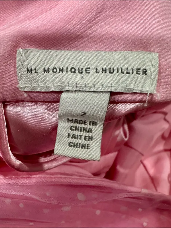 ML Monique Lhuillier Bubble Gum Pink Dotted Tulle Ruffle Mini Dress 2 - Image 6