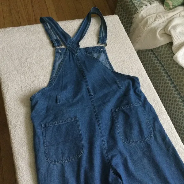 Vintage 90s Agapo Bib Capri Overalls Embroidered Flag - Sz Medium - Image 11