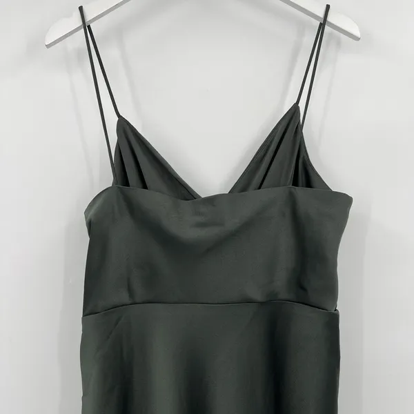 BHLDN Size 14‎ Freya Satin Charmeuse Maxi Slip Dress Moss Green Bridesmaid NWT - Image 7