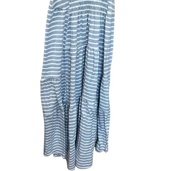 Lucky Brand Ruched Sleeveless Grey & White Stripe Maxi Dress Small #800 - Image 6