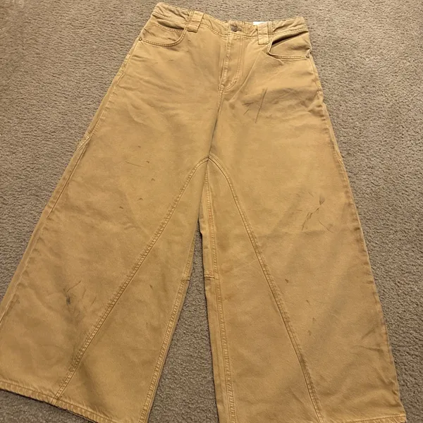 We The FREE PEOPLE Brown CHILL VIBES Dropped WIDE LEG Distressed Bootcut 30” NEW - Image 4