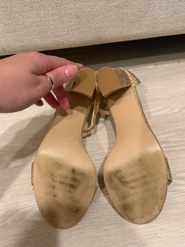 Michael by Michael Shannon Gold Glitter Block Heel Sandals | Size 11 - Image 4