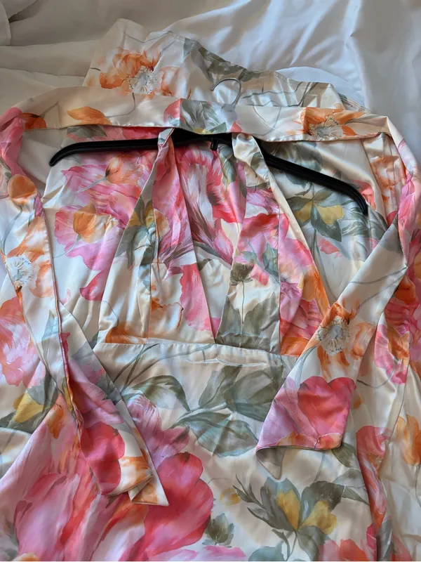 Source Unknown Cream Floral Maxi Dress halter neck open back - Image 4